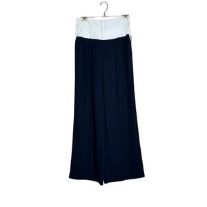 JOIE Analina white and navy wide leg high rise pleated pants size 4